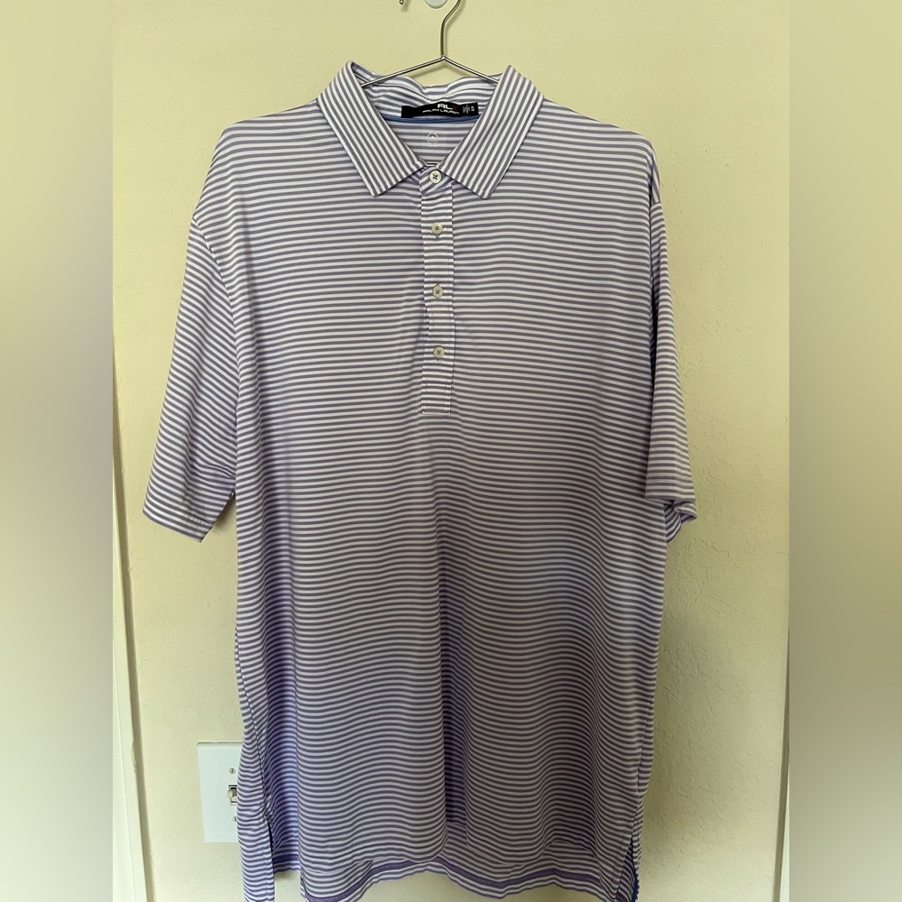 RLX Ralph Lauren Purple White Striped Performance Polo Shirt XL